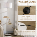 Lampada da Terra a Piantana Ø40x163 cm con 2 Mensole e Paralume in Tessuto Bianco