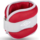 Set 2 Pesi per Caviglie e Polsi 1 kg 11x3 cm con Fascia Regolabile in Nylon Rosso e Grigio      