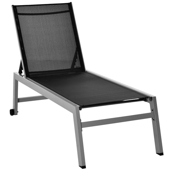 acquista Lettino Prendisole da Giardino in Textilene 169x65x102 cm UV-A Grigio