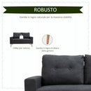 Divano 2 Posti Moderno in Stile Nordico 145x76x88 cm con Schienale Trapuntato in Tessuto Grigio