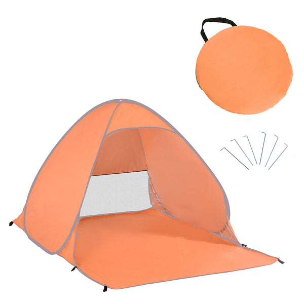 Tenda da Spiaggia Pop Up 200x150x119 cm Protezione UV 30+ e Borsa di Trasporto Arancione acquista