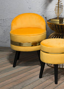 Sedia Mini Paris Arancione Ø45x62 cm in Legno Spugna e Poliestere Arancione e Oro e Nero