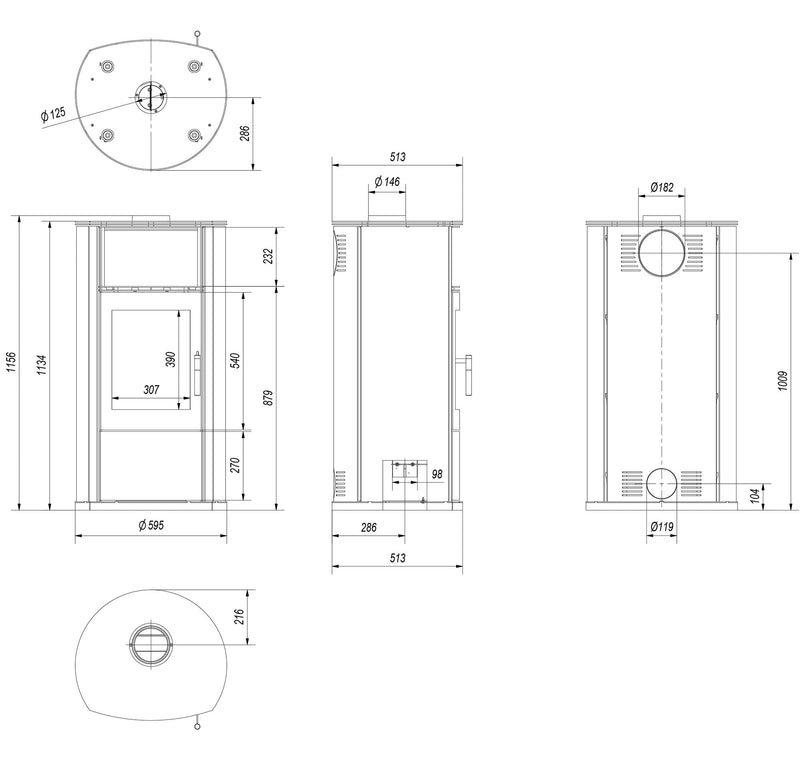 Stufa a Legna 8KW in Acciaio Flig Midland Nera