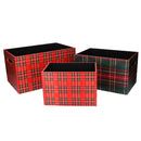 Set 3 Cassetti in similpelle design scozzese rettangolare