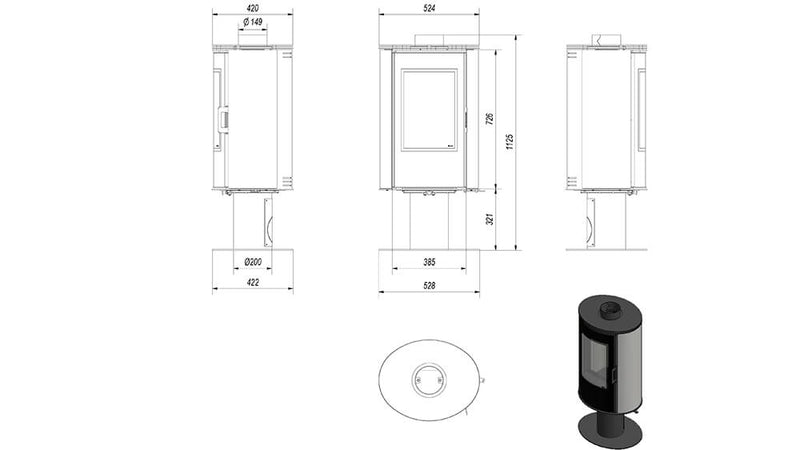 Stufa a Legna 5,5/10,5KW Piastrellata in Acciaio Flig Springfield Plus Bianca