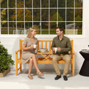 Panchina da Giardino 153x56x91 cm con Tavolino Centrale Sollevabile e Braccioli in Legno Marrone Chiaro      