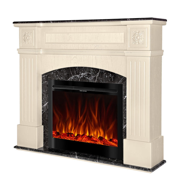 Camino Elettrico da Pavimento 120x140x30 cm Effetto Fiamma 1500W Josefina & Colorado Ivory/dark gray online