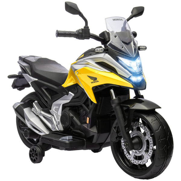 Moto Elettrica per Bambini 3-6 Anni Licenza HONDA NC750X 12V Doppi Motori Rotelle 3 km/h Max 30kg Giallo sconto