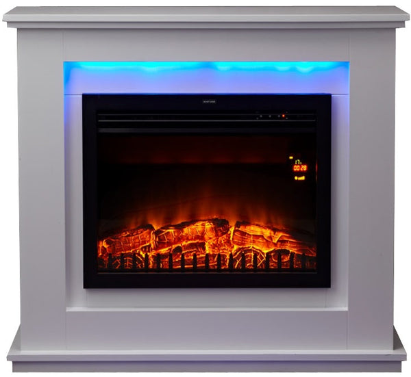 sconto Camino Elettrico da Pavimento Effetto Fiamma 2000W CheminArte Sydney Bianco