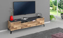 Mobile TV 2 Ante 1 Cassetto 160x40x47 cm Sunrise Bianco Lucido e Acero Pereira