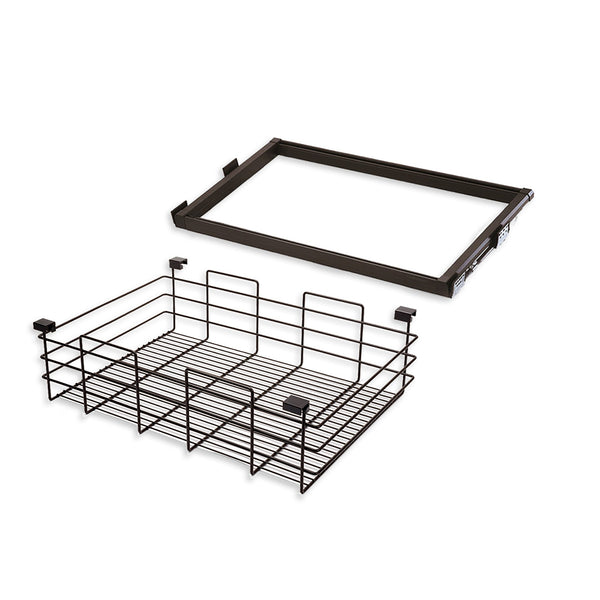 sconto Kit Cesto in Filo Metallico con Guide Regolabile Modulo di 800 mm Acciaio e Alluminio Moka Emuca