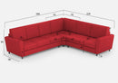 Divano Angolare 6 Posti 288x228x85 cm Yasel in Tessuto Rosso