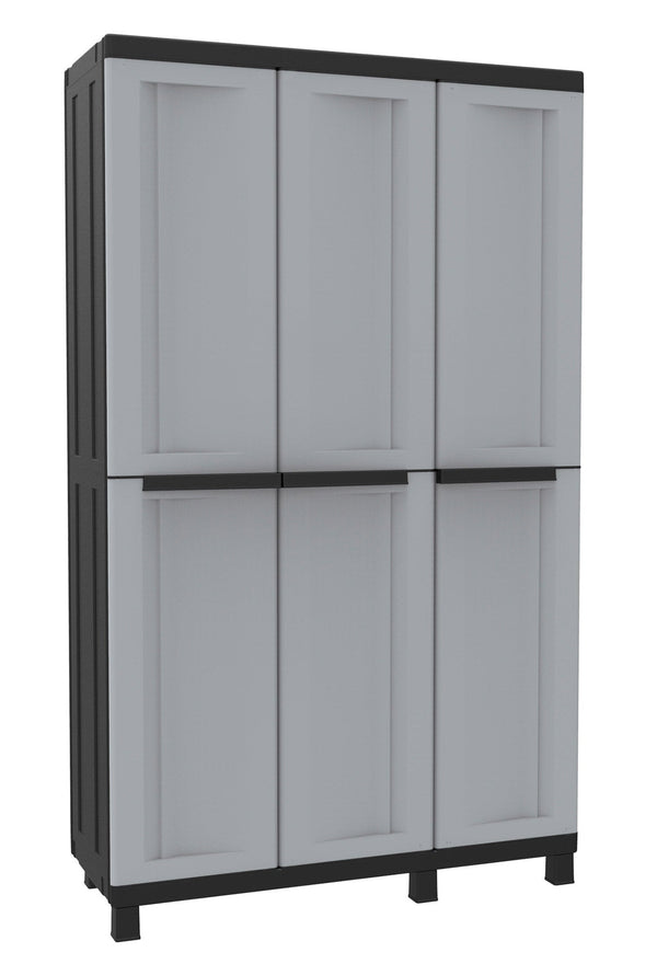 sconto Armadio Portascope Modulare da Esterno 102x39x170 cm 3 Ante 3 Ripiani in Polipropilene Twist Grigio e Nero
