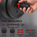 Set 2 Manubri Antiscivolo con 8 Dischi Pesi da 15 kg Totali con Connettore in Acciaio HDPE e Sabbia Nero      