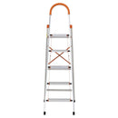 Scala Pieghevole Salvaspazio in Alluminio 5 Gradini  Silver e Arancione