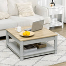 Tavolino da Caffè 80x80x42,5 cm con Ripiano in Truciolato  Grigio e Legno