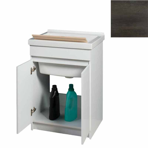 acquista Mobile Lavatoio in Ceramica 2 Ante con Strofinatoio in Legno Massello 60x50x86A cm Olmo Scuro