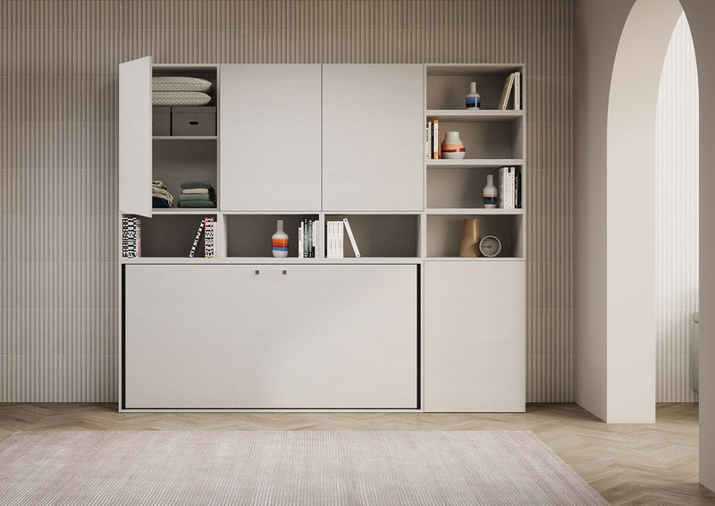 Letto Singolo a Scomparsa Composizione E Kando H226,7 Bianco Frassino 