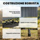 Tavolo da Campeggio Pieghevole 93x55x68 cm con Rete Portaoggetti e Borsa Struttura in Metallo Nero      