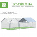 Pollaio Gabbia per Galline 600x303,5x195 cm in Metallo con Copertura in Tessuto Oxford Argento