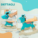 Cavallo a Dondolo Asino per Bambini Legno 59x27x43 cm Verde Scuro e Arancione      