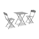 Set da Giardino Pieghevole in Ferro con Tavolo e 2 Sedie Taddei Bistro Antracite
