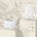 Set Bollitore Elettrico 2200W da 1,7L e Tostapane Doppio con 7 Livelli di Doratura Bianco      
