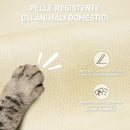 Sedia da Ufficio Reclinabile a 155° con Poggiapiedi Doppia Imbottitura e Rivestimento in Finta Pelle Beige      