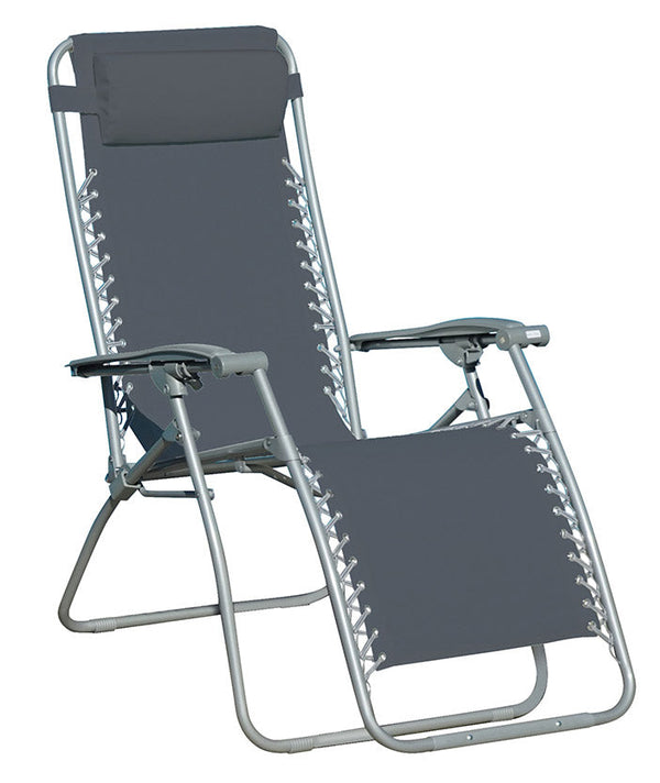 Sedia Sdraio Zero Gravity Reclinabile Pieghevole in Ferro e Textilene Versilia Grigio online
