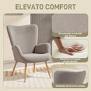 Poltrona per Salotto Moderna 71x74x97,5 cm con Schienale Alto in Tessuto Sherpa Grigio  