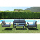Set Salotto da Giardino Divano 2 Poltrone e Tavolino con Cuscini in Alluminio Antracite