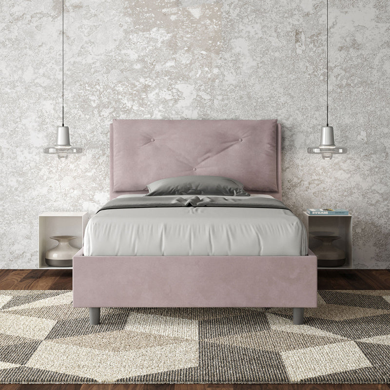 Letto 1 Piazza E Mezzo Imbottito in Microfibra Appia Large Glicine Varie Misure