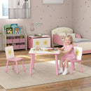 Set Tavolino e 2 Sedie per Bambini 3-8 Anni in MDF Fantasia con Animali Rosa      