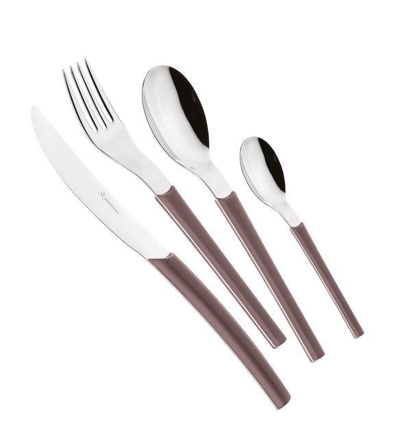 acquista Servizio Set di Posate 24 pezzi in Acciaio Inox Eme Loto Nocciola 408