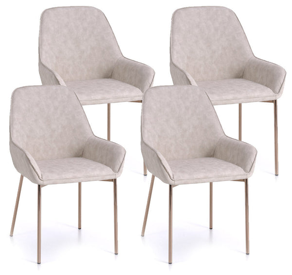Set 4 Sedie 54x53x89 cm in Similpelle Beige acquista