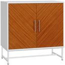 Mobiletto Basso 80x39x80 cm in Truciolato e Metallo Bianco e Marrone