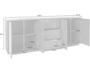 Credenza 4 Ante + 3 Cassetti 220,1x41,4x86 cm Bloom Bianco Lucido
