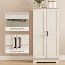 Credenza Cucina Mobile Dispensa 60x40x120 cm con 12 Portaspezie Ripiani Regolabili e 2 Ante in Truciolato e MDF Crema      