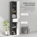 Mobile a Colonna da Bagno Salvaspazio con 2 Armadietti e Cassetto 30x28x180 cm Nero e Bianco 