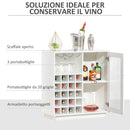 Credenza con Cantinetta 20 Bottiglie 80x36x85 cm con Porta Calici e Armadietto Bianco  