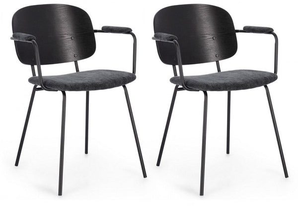 acquista Set 2 Sedie 57x60x80 cm Sienna in Tessuto Grigio Scuro