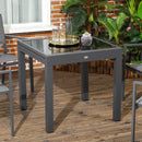 Tavolo Allungabile da Giardino 80-160x80x75 cm con Piano in Vetro e Alluminio Nero   