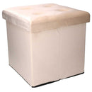 Pouf Contenitore Pieghevole 38x38xh38 cm in Velluto Crema
