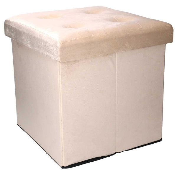 Pouf Contenitore Pieghevole 38x38xh38 cm in Velluto Crema online