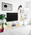 Mobile Porta Tv Brody 117x39x58 h cm in Legno Bianco