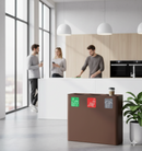 Pattumiera Sistema di Raccolta Rifiuti 90x30xh80 cm In Acciaio Verniciato 3 Scomparti Marrone