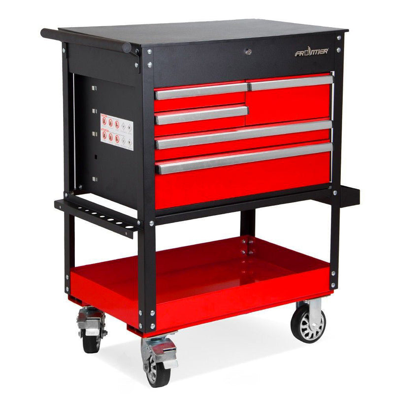 Carrello Porta Attrezzi da Officina  92,5x52x106 cm in Acciaio Nero e Rosso