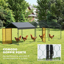 Pollaio per Galline da Esterno 3x1x1 m con Tetto Impermeabile Anti-UV e Serratura in Acciaio Zincato Nero      
