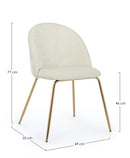 Set 4 Sedie 49x55x77 cm in Poliestere Effetto Velluto Bianco