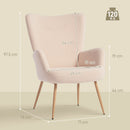 Poltrona per Salotto Moderna 71x74x97,5 cm con Schienale Alto in Tessuto Sherpa Beige  